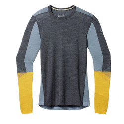 Smartwool Intraknit Thermal Merino Base Layer Colorblock Crew Men's in Charcoal and Honey Gold